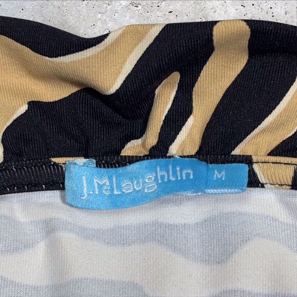 J McLaughlin Durham Ruffle Catalina Cloth Top Medium Zebra Print Brown - Picture 6 of 8